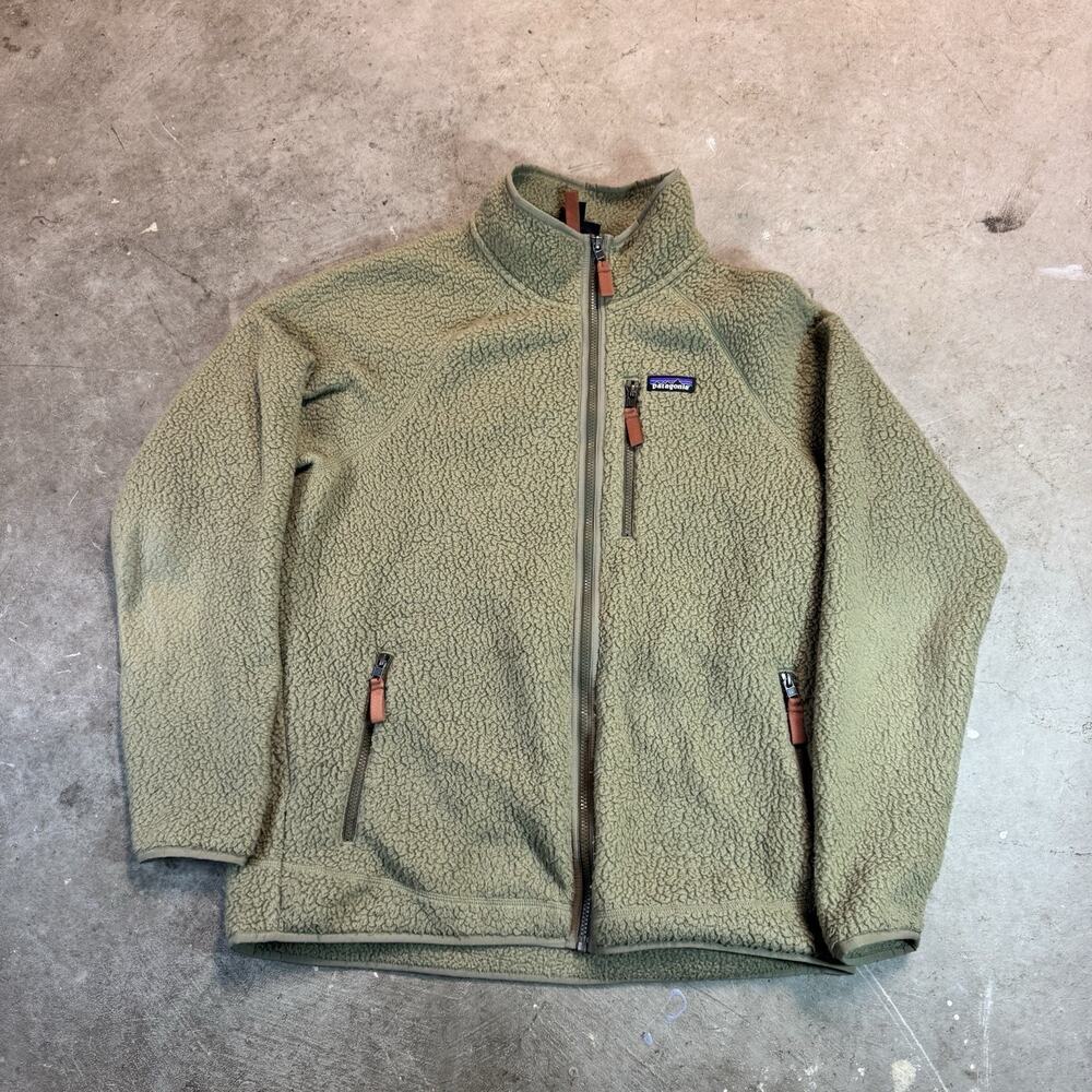 Patagonia Retro Pile Fleece Army Green Men's XL Quarter Zip Pullover
